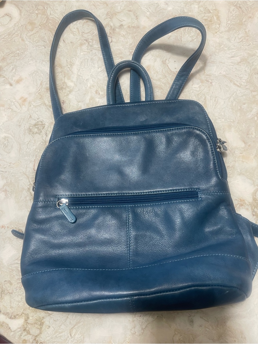 ili Peacock Blue Leather Backpack